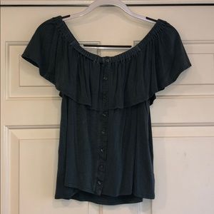 American Eagle teal off the shoulder top